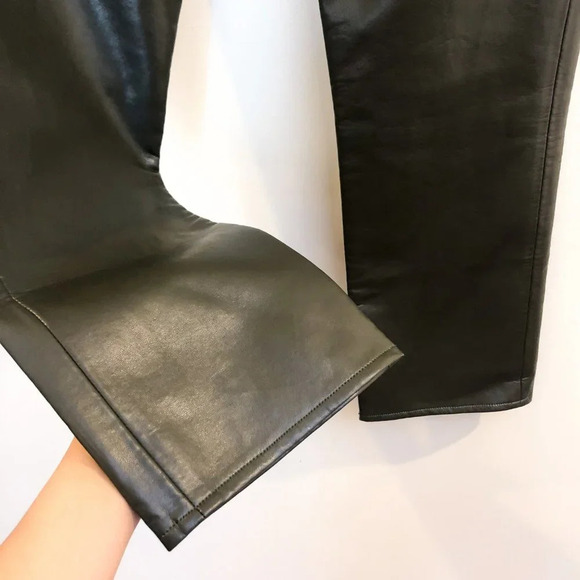 AGOLDE 100% Recycled Leather 90's Pinch Waist Green Straight Leg Pants 31 NWT - Picture 5 of 12